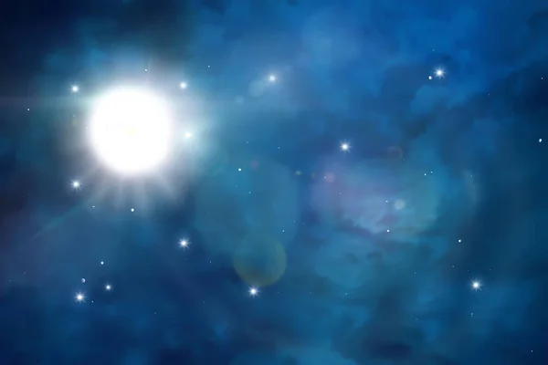Noche Cielo Estrellado Universo Cósmico Planeta Luz Llamaradas Vía Lechosa — Foto de Stock
