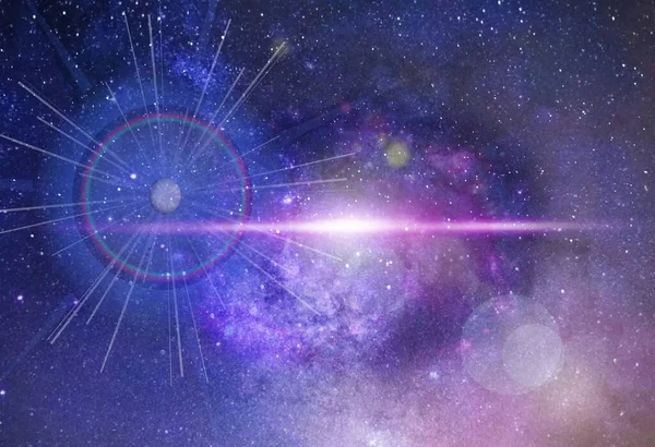 Nacht Sterrenhemel Heelal Kosmische Planeet Licht Fakkels Melkweg Reflectie Melkweg — Stockfoto