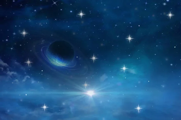 Univers Bolygó Éjszaka Csillagos Hold Kozmikus Köd Fáklyák Tér Hold — Stock Fotó