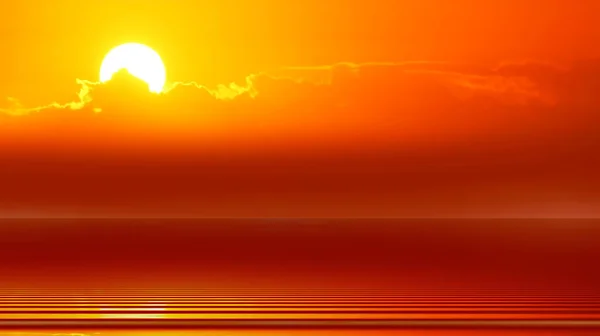 Solnedgång Till Havs Orange Guld Lila Rosa Gul Blå Färgglada — Stockfoto