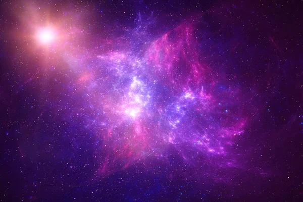 Nebula uzay gecesi gökyüzü yıldızlı evren Samanyolu gezegeni bulanık alevler ve ay ışığı, kayan yıldız.