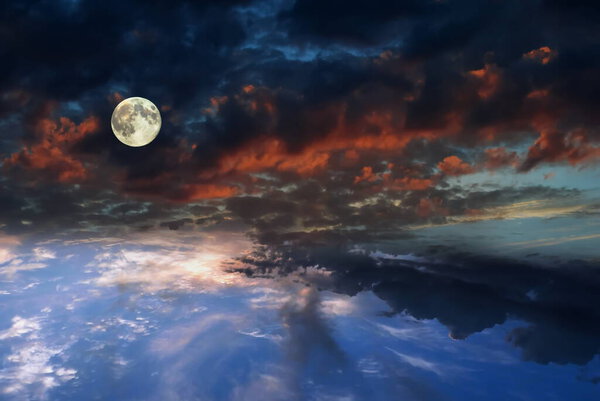 Universe milky way dramatic cloudy sky sunset night starry sky moon universe cosmic dramatic clouds
