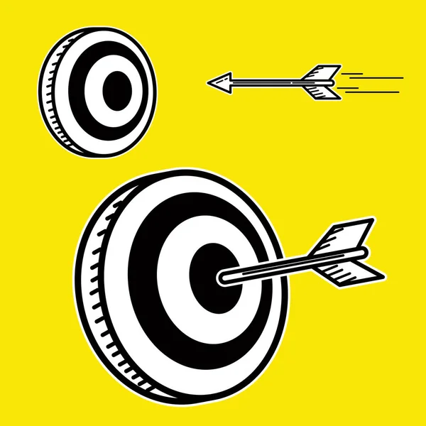 Ilustração Vector Graphic Doodle Art Target Hit Arrow Adequado Para —  Vetores de Stock