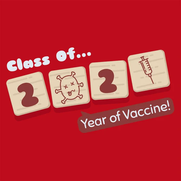 Clase 2021 Jalá Año Vacuna Ilustración Gráfica Vectorial Cubo Madera — Archivo Imágenes Vectoriales