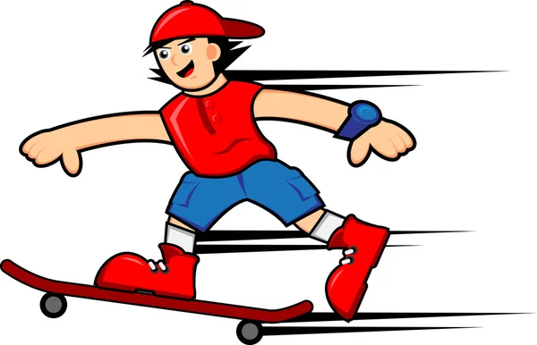 Скейтер Хлопчик мультфільм персонаж — стоковий вектор