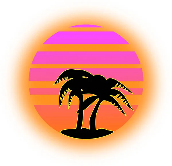 Tropical Island Retro Style Icon — Stock Vector