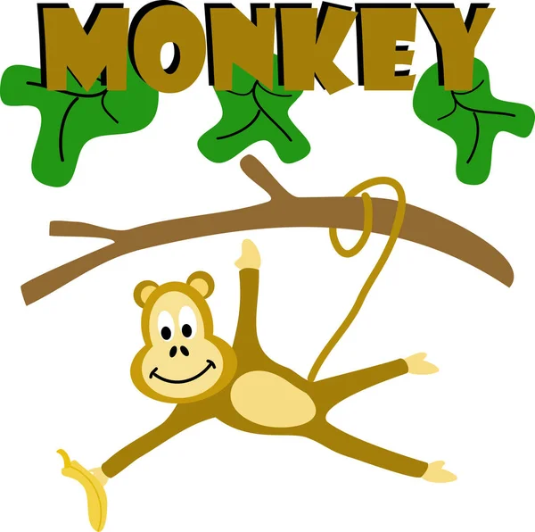 Obraz Małpy Bananem — Wektor stockowy