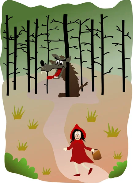 Ilustrasi Little Red Riding Hood - Stok Vektor