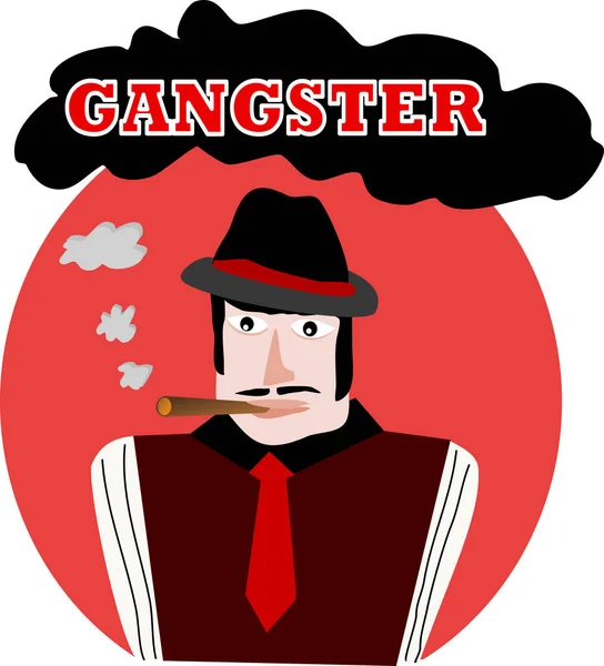 Gangster Fumer Cigare Icône Image — Image vectorielle