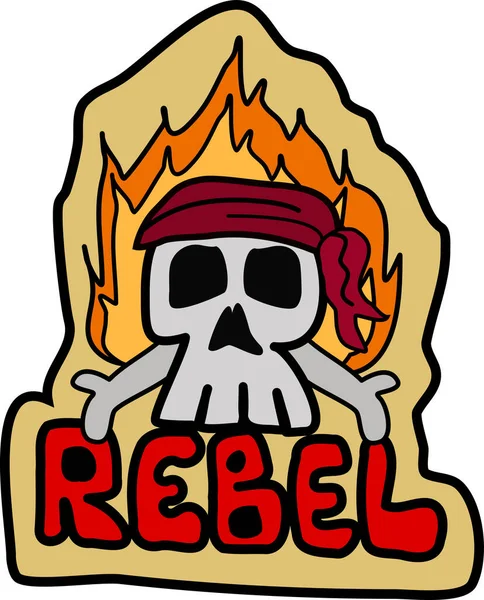 Rebel Skull Head Flames — Stock Vector