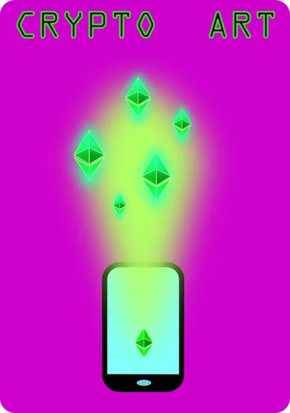 Crypto Art Imagen Conceptual Con Ethereum — Vector de stock