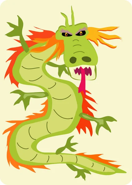 Dragón Chino Clásico Con Cresta — Vector de stock