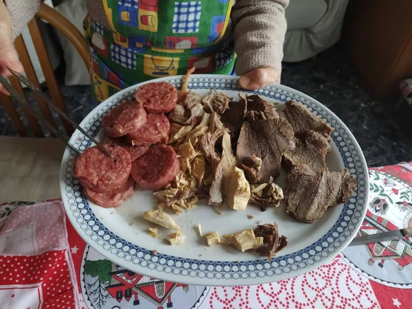 Prato Clássico Carne Durante Férias — Fotografia de Stock