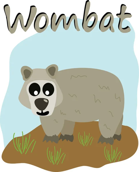 Linda Imagen Wombat Con Texto — Vector de stock