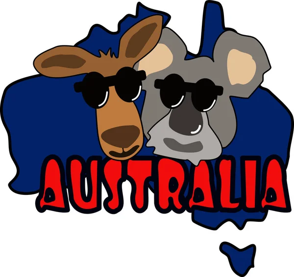Kangaroo Och Koala Ikon Bild — Stock vektor