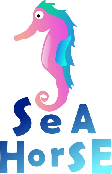 Image Colorful Seahorse Text — 스톡 벡터