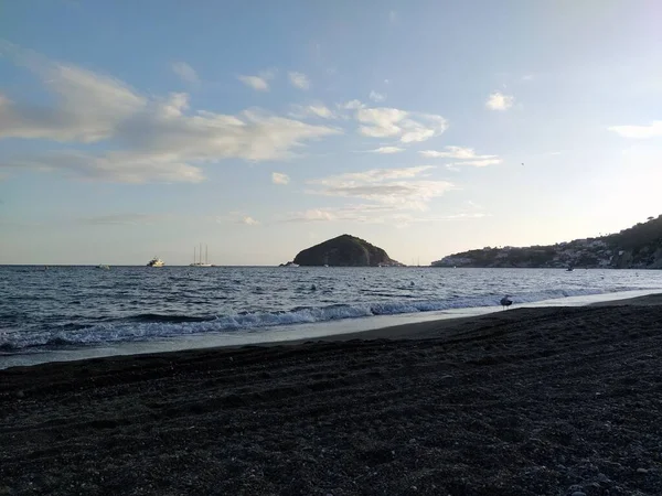 Puesta Sol Playa Maronti Ischia Island Italia — Foto de Stock