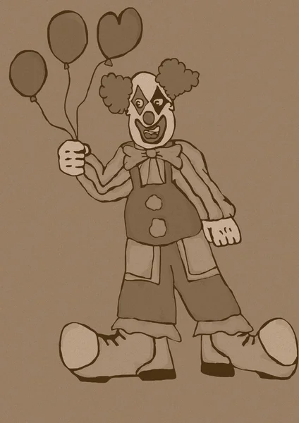 Clown met ballonnen vintage — Stockfoto