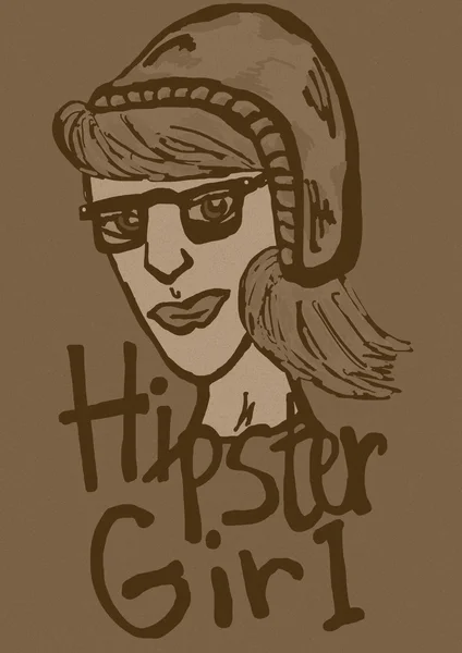 Vintage hipster chica icono —  Fotos de Stock