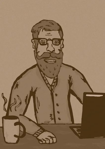 Hipster at work vintage — Stock Photo, Image