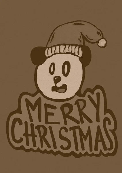 Merry Christmas vintage panda — Stockfoto