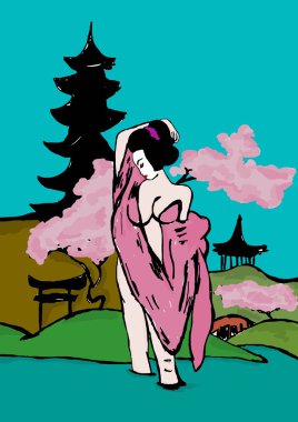 Geyşa banyo yapıyor