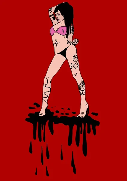 Ink girl — Stock Photo, Image