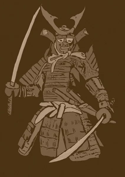 Винтаж вооружённых самураев — стоковое фото
