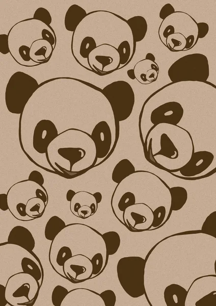 Винтажный рисунок панды — стоковое фото