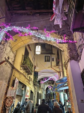 Luci D 'Artista gösterisi, İtalya, Salerno' da Noel tatilinde.