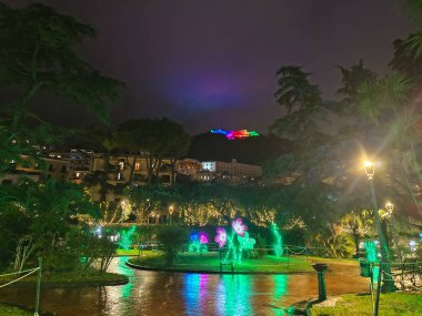 Luci D 'Artista gösterisi, İtalya, Salerno' da Noel tatilinde.