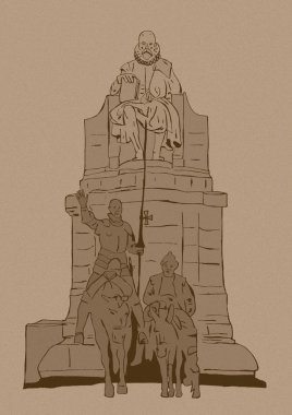 Cervantes anıtların Vintage görüntü