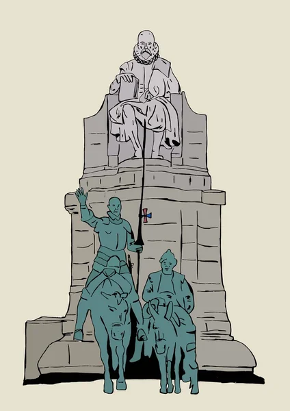 Bilden av Cervantes monument, Madrid Royaltyfria Stockfoton