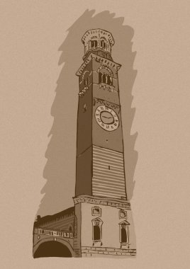 Vintage görüntü Lamberti Kulesi, Verona