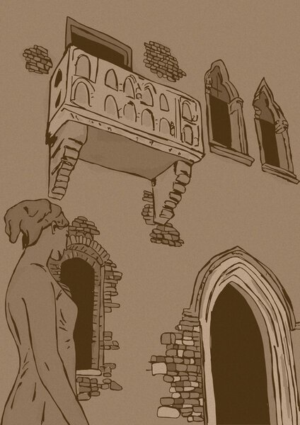 Vintage image image of Juliet's balcony