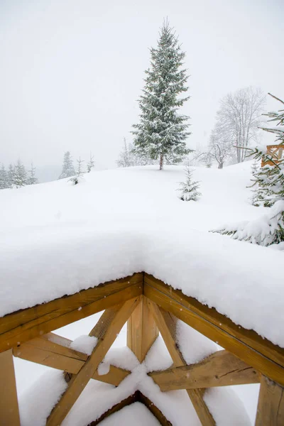 Ano Novo Neve Nas Montanhas Belas Vistas Das Montanhas Árvores — Fotografia de Stock