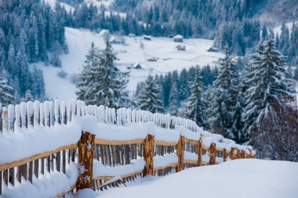겨울의 산들은 고요하고 아름다운 공기를 즐긴다 — 스톡 사진