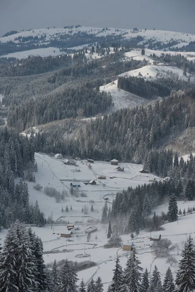 Ano Novo Neve Nas Montanhas Belas Vistas Das Montanhas Árvores — Fotografia de Stock