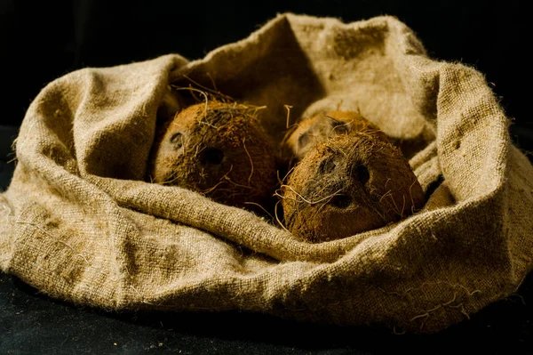 Kokosnoten Natuurlijk Jute Vers Van Boom — Stockfoto