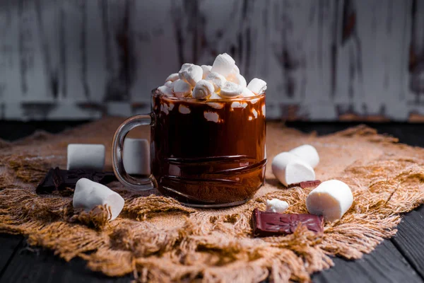 Large Cup Beautiful Cocoa Marshmallows — Stock Photo, Image