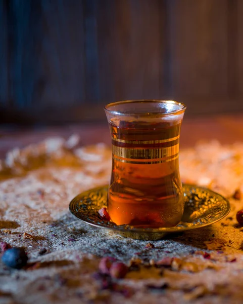 Турецький Чай Східними Спеціями Детально Випалений Світлі Теплого Будинку — стокове фото