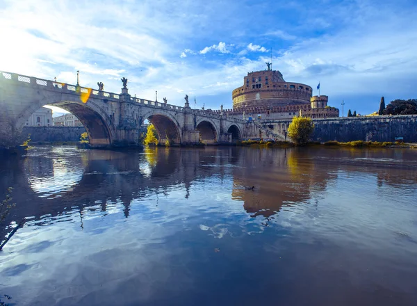 angel castle and bridge in rome very beautiful landscape on the tiber river