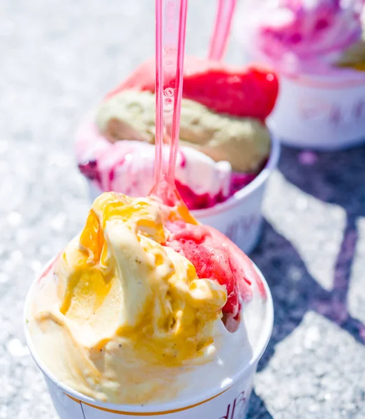 gelato italian ice cream on the street in rome mango pistachio ice cream