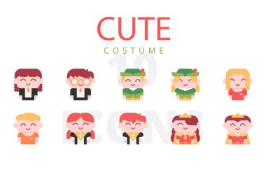 Şirin Kostüm simgelerinin vektör çizimi 