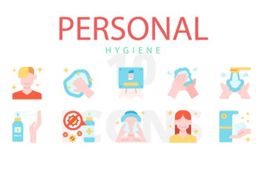 Kişisel hijyen simgelerinin vektör çizimi