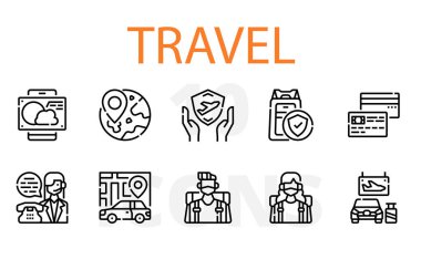 Düz Seyahat simgelerinin vektör çizimi