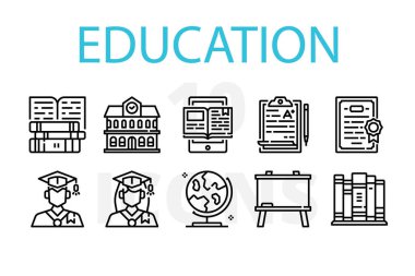 Eğitim simgelerinin vektör illüstrasyonu