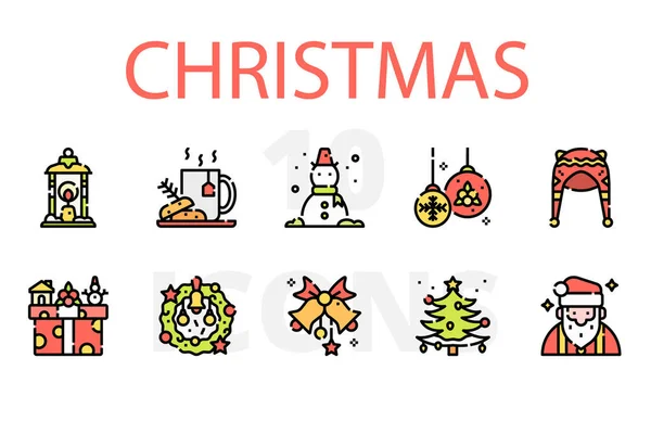 Vektor Illustration Set Von Weihnachten Urlaub Symbole — Stockvektor
