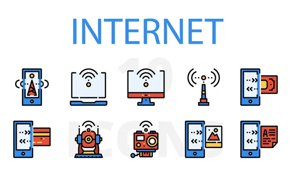 Векторний Набір Ікон Інтернету — стоковий вектор