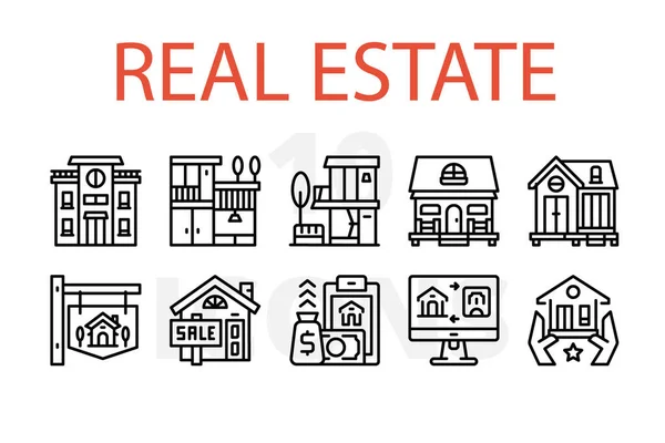 Vector Illustration Set Real Estate Icons — Stock Vector